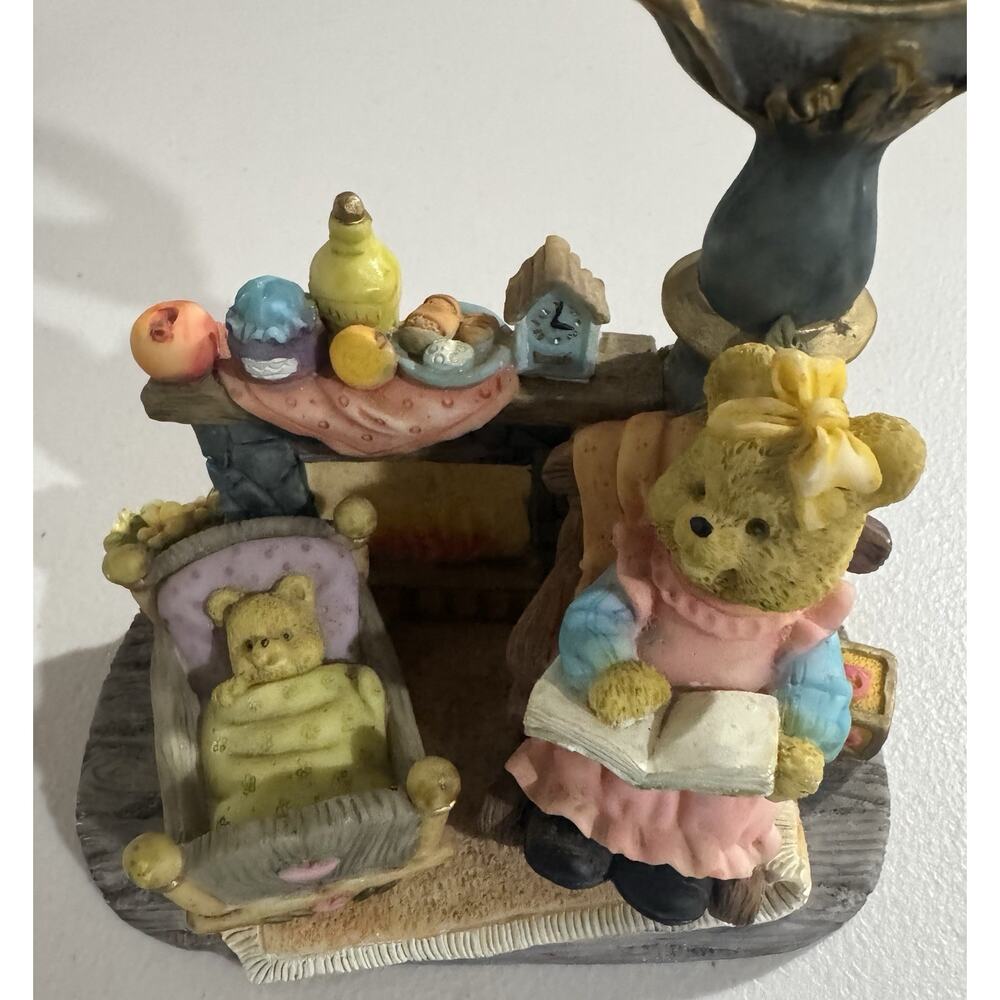 Mama Bear Reading Bed Time Story to Baby Bear Figurine Resin Statue